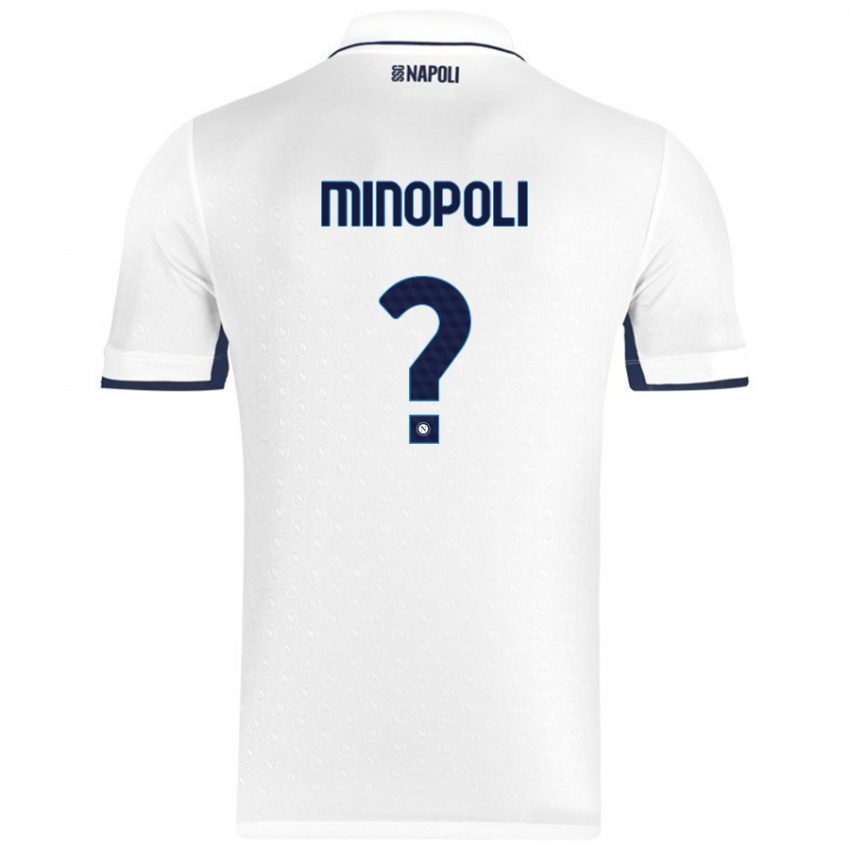 Niño Camiseta Francesco Minopoli #0 Blanco Azul Real 2ª Equipación 2024/25 La Camisa Argentina