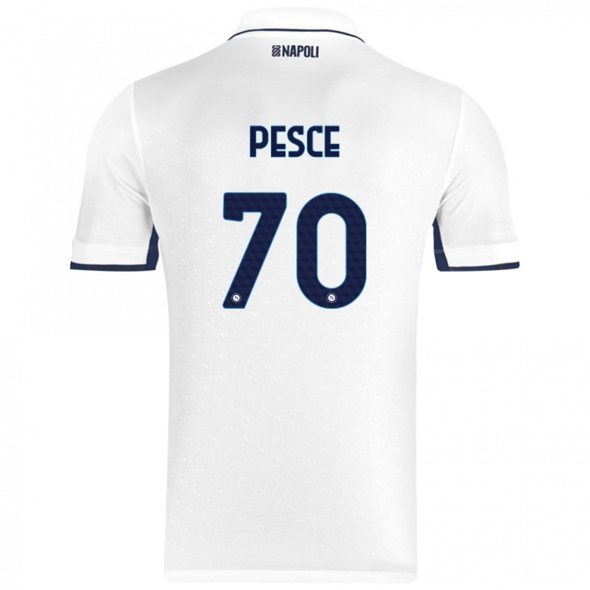 Niño Camiseta Antonio Pesce #70 Blanco Azul Real 2ª Equipación 2024/25 La Camisa Argentina