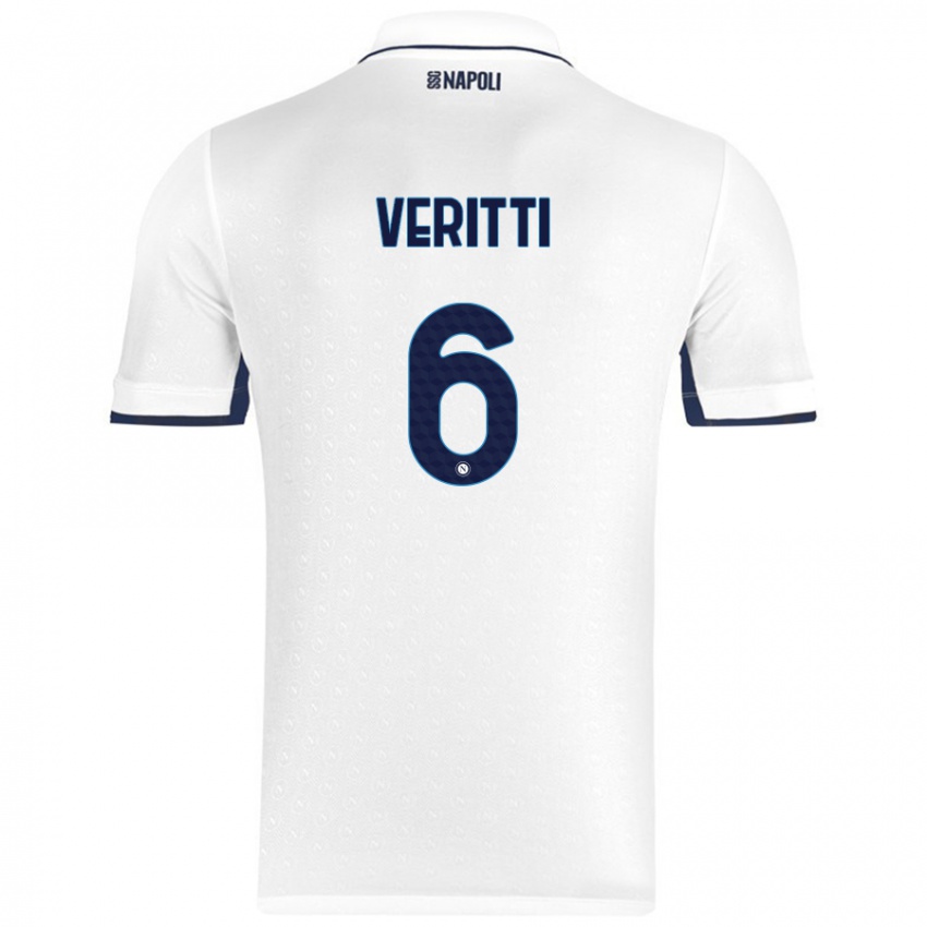 Niño Camiseta Federica Veritti #6 Blanco Azul Real 2ª Equipación 2024/25 La Camisa Argentina