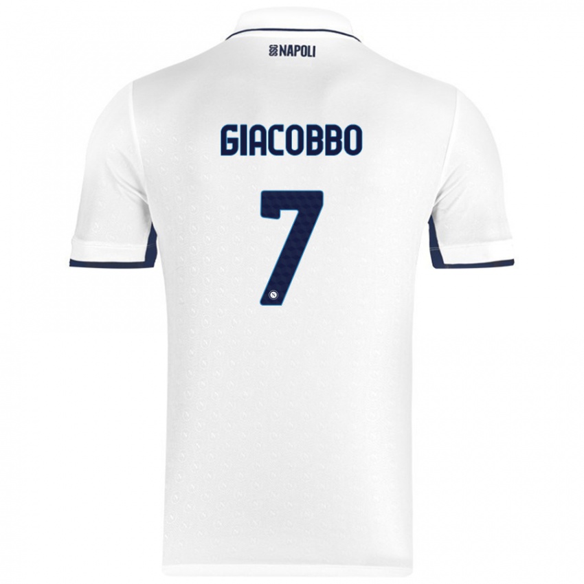 Niño Camiseta Giulia Giacobbo #7 Blanco Azul Real 2ª Equipación 2024/25 La Camisa Argentina