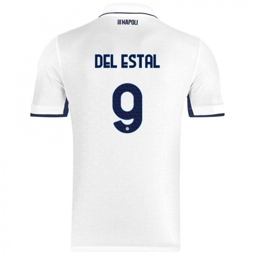 Niño Camiseta Eli Del Estal #9 Blanco Azul Real 2ª Equipación 2024/25 La Camisa Argentina