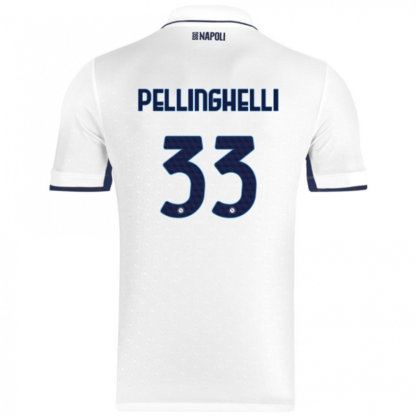 Niño Camiseta Alice Pellinghelli #33 Blanco Azul Real 2ª Equipación 2024/25 La Camisa Argentina