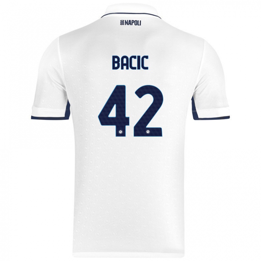 Niño Camiseta Doris Bačić #42 Blanco Azul Real 2ª Equipación 2024/25 La Camisa Argentina