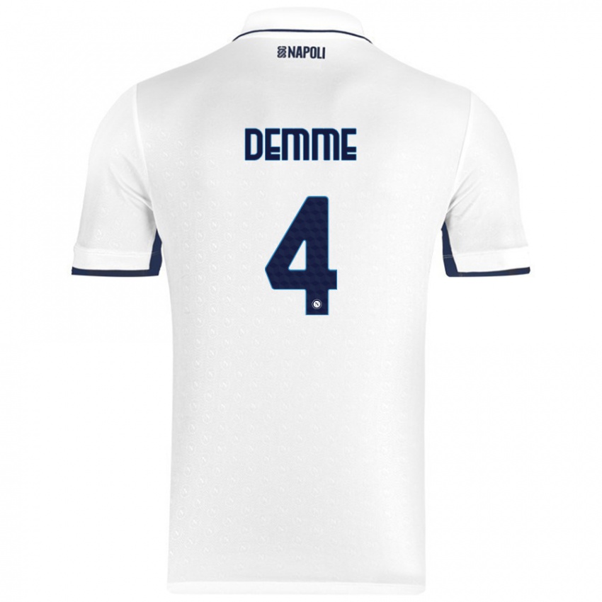 Niño Camiseta Diego Demme #4 Blanco Azul Real 2ª Equipación 2024/25 La Camisa Argentina