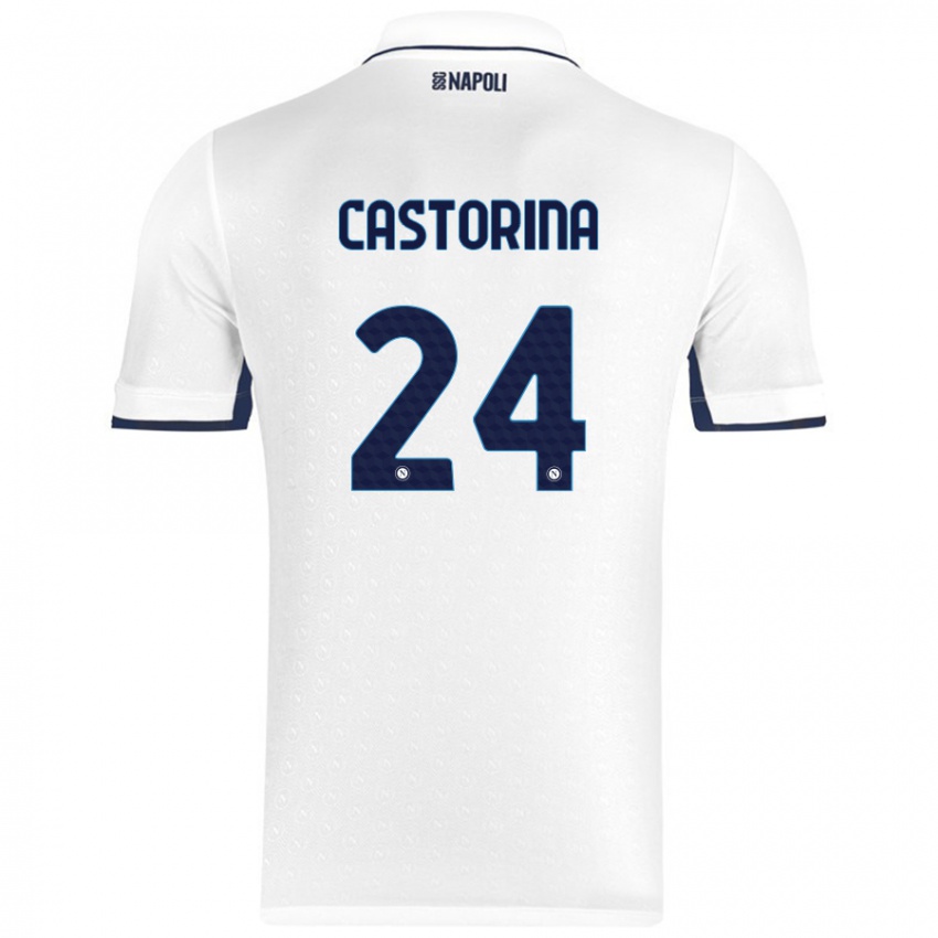 Niño Camiseta Alessandro Castorina #24 Blanco Azul Real 2ª Equipación 2024/25 La Camisa Argentina