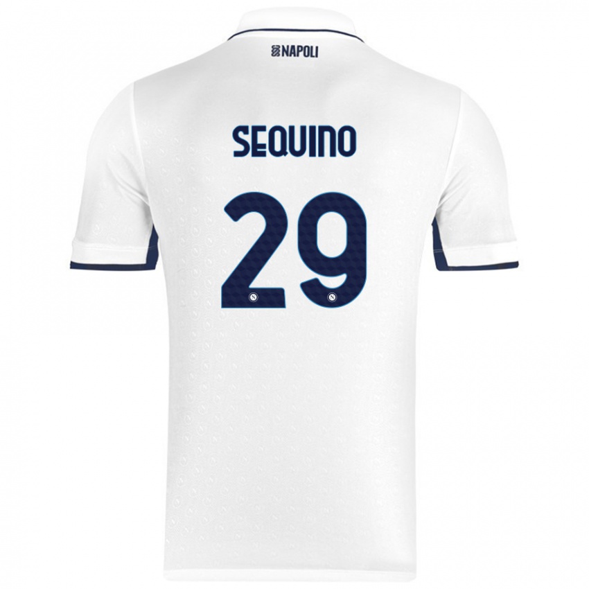 Niño Camiseta Giovanni Sequino #29 Blanco Azul Real 2ª Equipación 2024/25 La Camisa Argentina