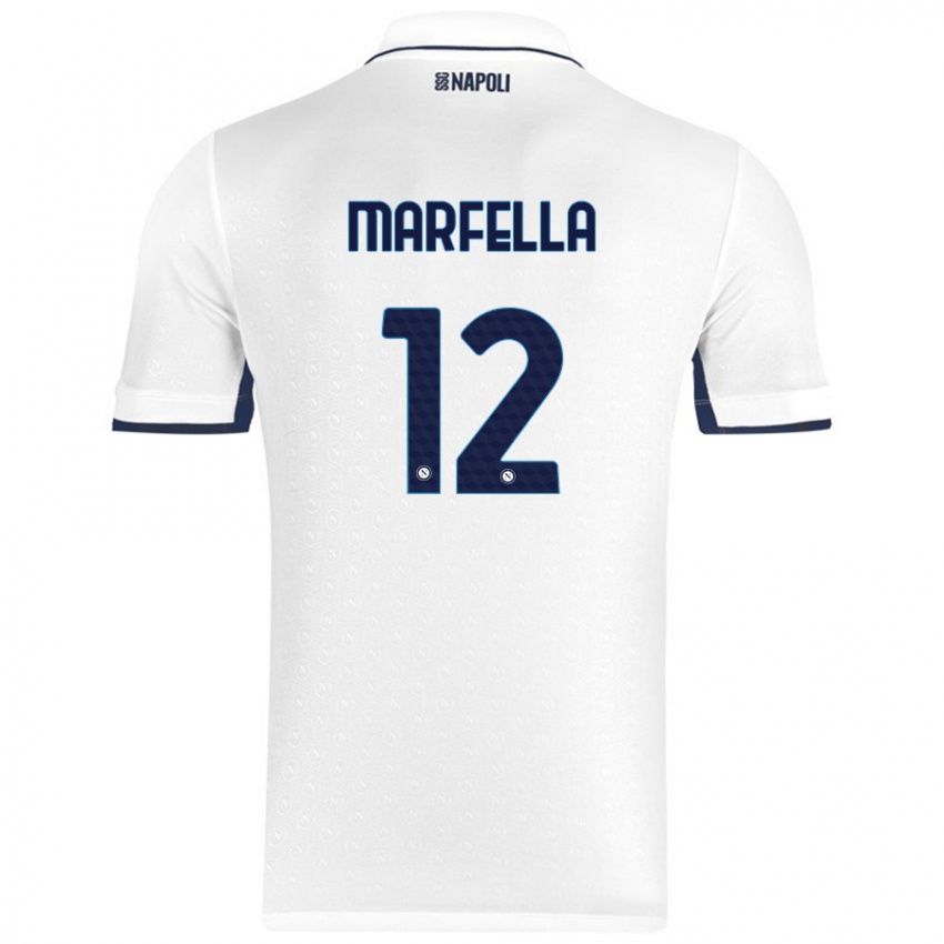 Niño Camiseta Davide Marfella #12 Blanco Azul Real 2ª Equipación 2024/25 La Camisa Argentina