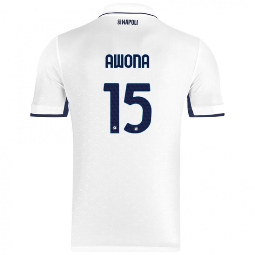 Niño Camiseta Aurelle Awona #15 Blanco Azul Real 2ª Equipación 2024/25 La Camisa Argentina