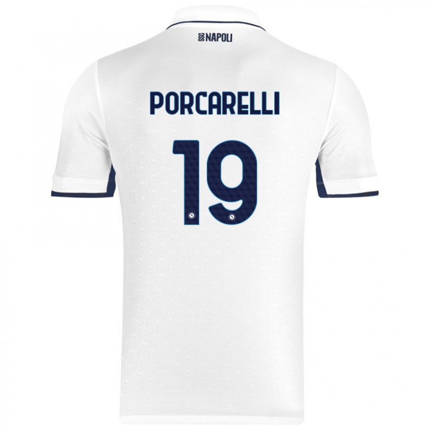 Niño Camiseta Maddelena Porcarelli #19 Blanco Azul Real 2ª Equipación 2024/25 La Camisa Argentina