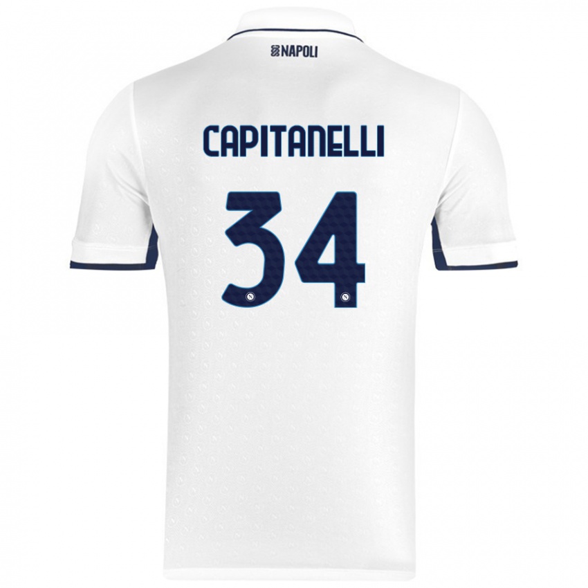 Niño Camiseta Ilaria Capitanelli #34 Blanco Azul Real 2ª Equipación 2024/25 La Camisa Argentina