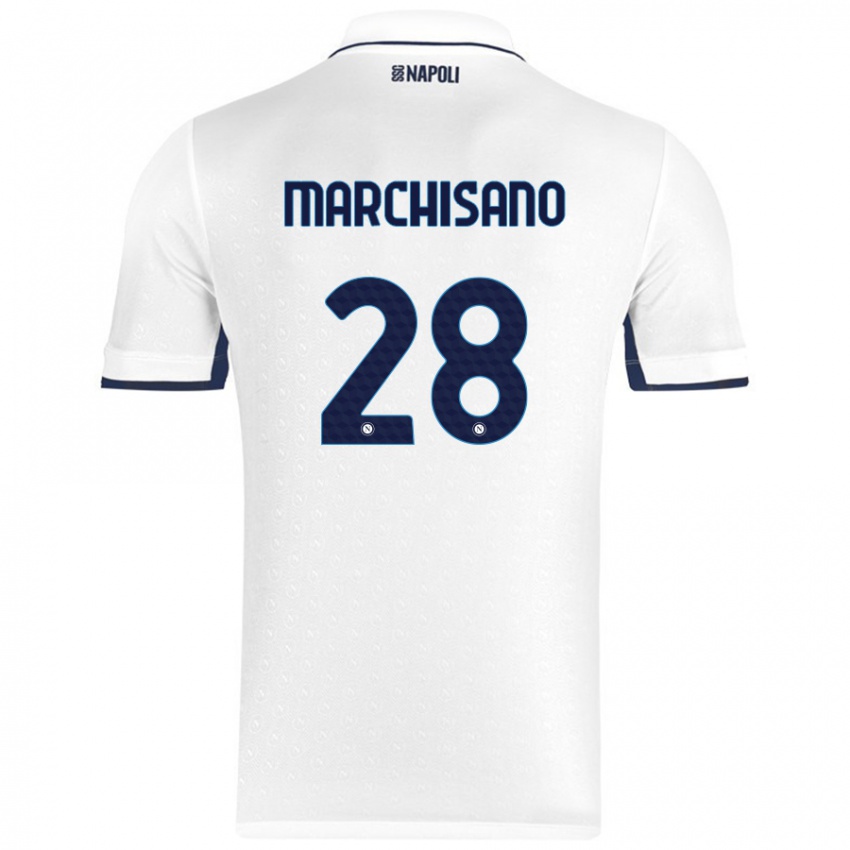 Niño Camiseta Matteo Marchisano #28 Blanco Azul Real 2ª Equipación 2024/25 La Camisa Argentina