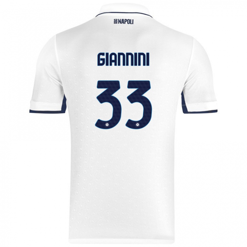 Niño Camiseta Enrico Giannini #33 Blanco Azul Real 2ª Equipación 2024/25 La Camisa Argentina