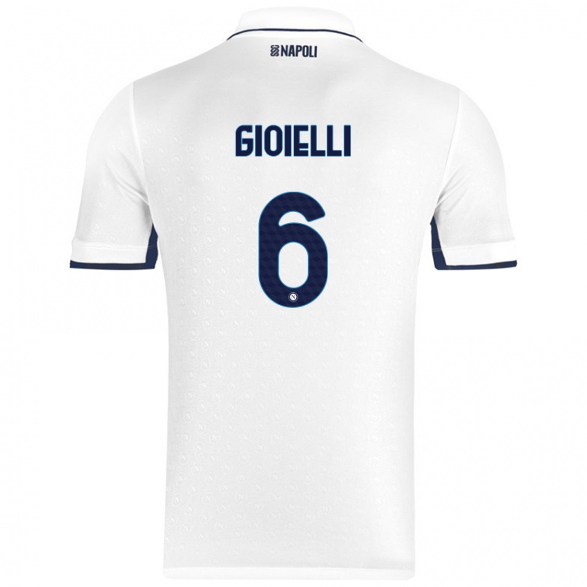 Niño Camiseta Francesco Pio Gioielli #6 Blanco Azul Real 2ª Equipación 2024/25 La Camisa Argentina