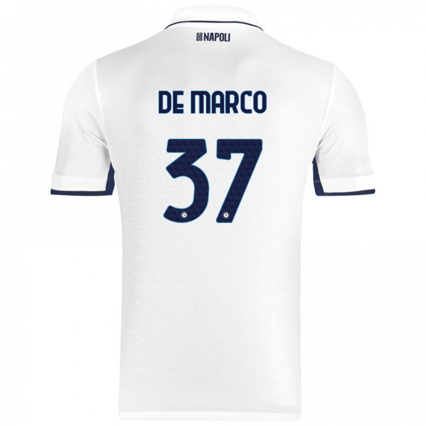 Niño Camiseta Francesco De Marco #37 Blanco Azul Real 2ª Equipación 2024/25 La Camisa Argentina