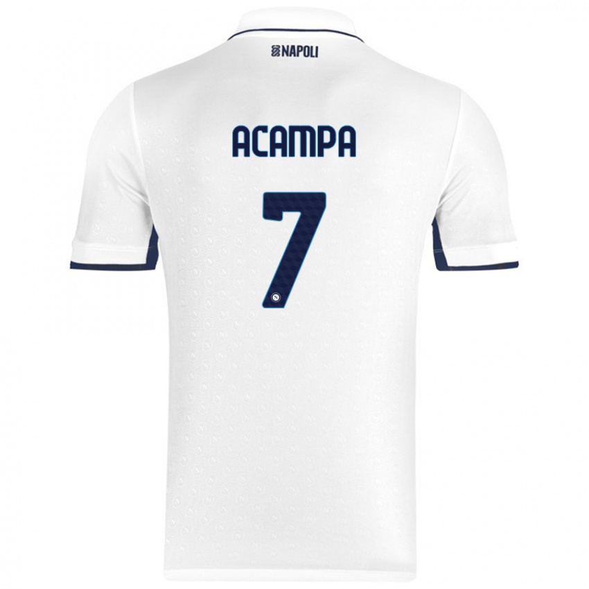 Niño Camiseta Davide Acampa #7 Blanco Azul Real 2ª Equipación 2024/25 La Camisa Argentina