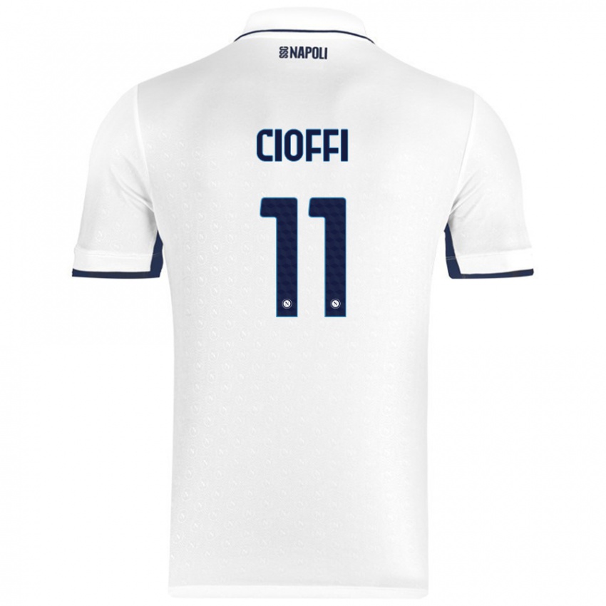 Niño Camiseta Antonio Cioffi #11 Blanco Azul Real 2ª Equipación 2024/25 La Camisa Argentina