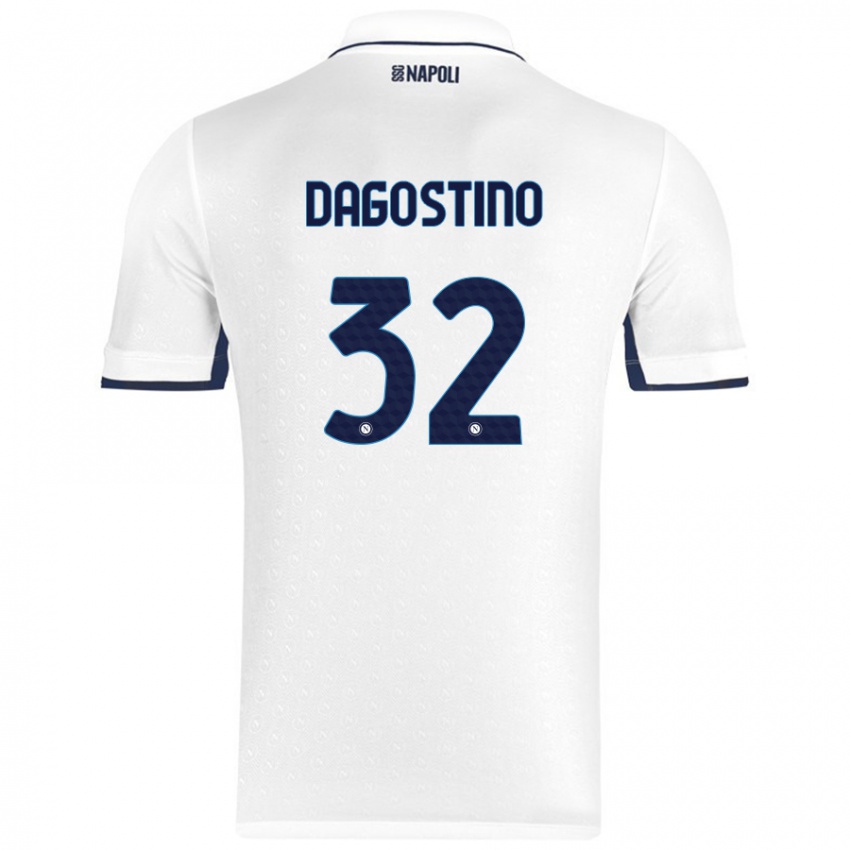 Niño Camiseta Giuseppe Dagostino #32 Blanco Azul Real 2ª Equipación 2024/25 La Camisa Argentina