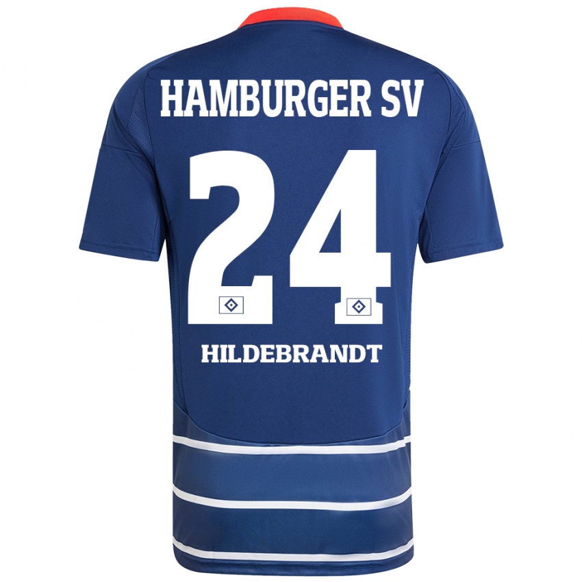 Niño Camiseta Tjark Hildebrandt #24 Azul Oscuro 2ª Equipación 2024/25 La Camisa Argentina