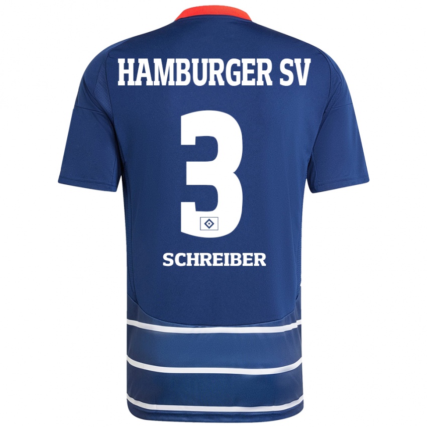 Niño Camiseta David Schreiber #3 Azul Oscuro 2ª Equipación 2024/25 La Camisa Argentina