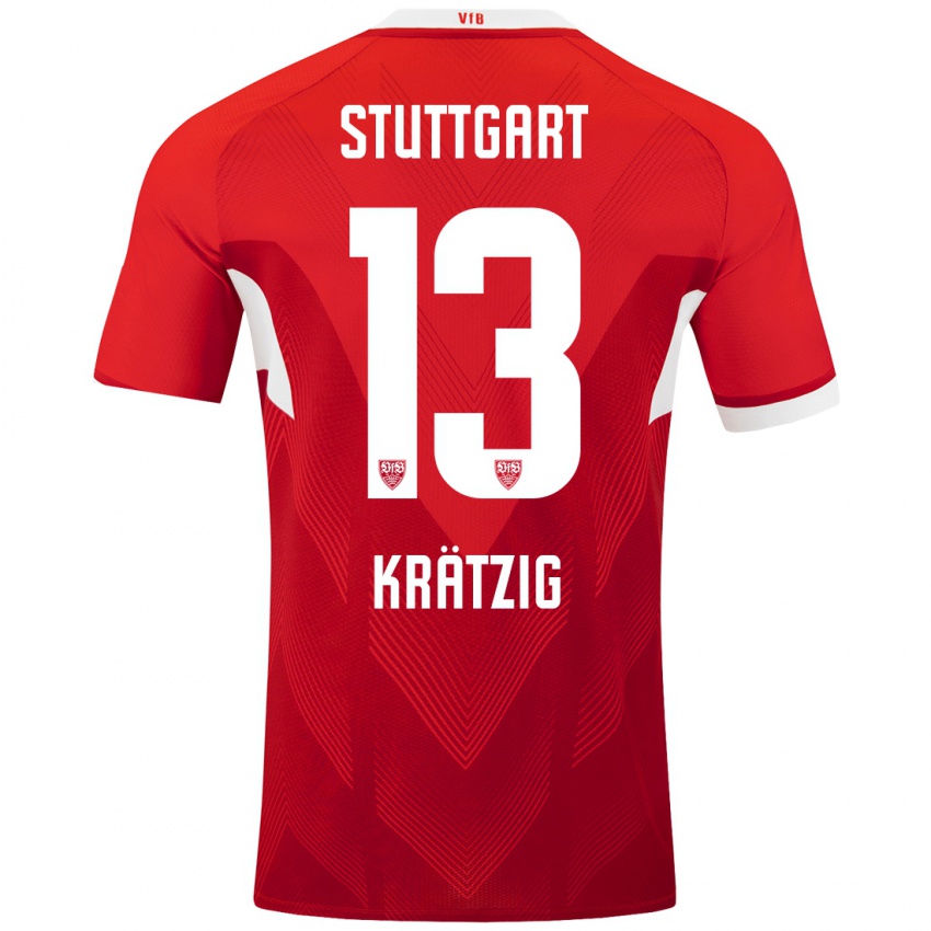 Niño Camiseta Frans Krätzig #13 Rojo Blanco 2ª Equipación 2024/25 La Camisa Argentina