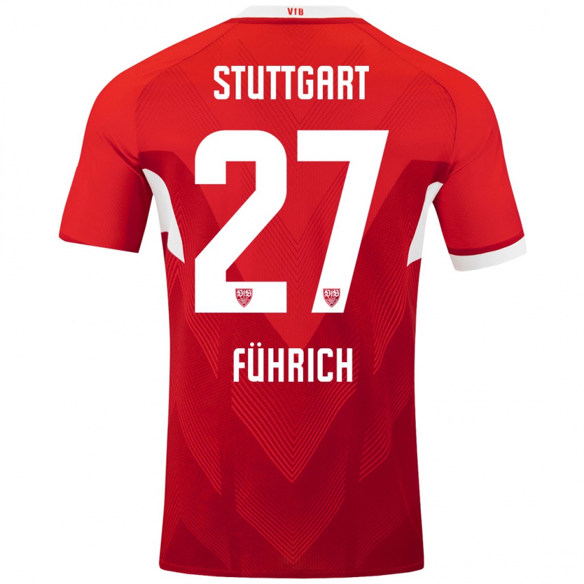 Niño Camiseta Chris Führich #27 Rojo Blanco 2ª Equipación 2024/25 La Camisa Argentina