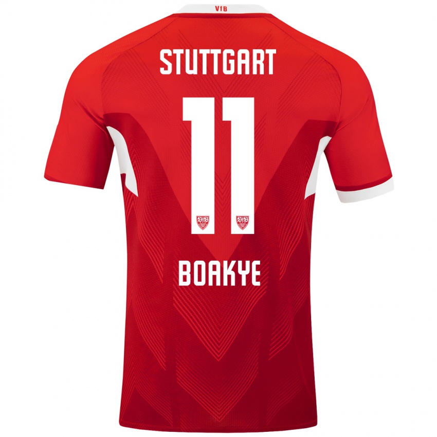 Niño Camiseta Benjamin Boakye #11 Rojo Blanco 2ª Equipación 2024/25 La Camisa Argentina