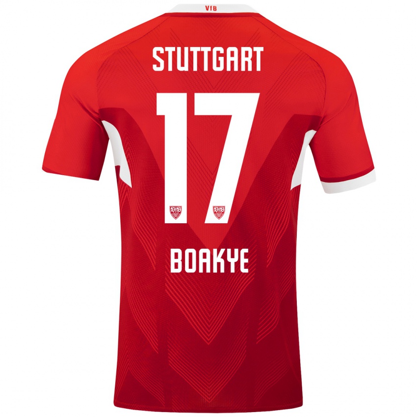 Niño Camiseta Maurice Boakye #17 Rojo Blanco 2ª Equipación 2024/25 La Camisa Argentina