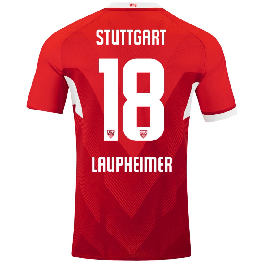 Niño Camiseta Lukas Laupheimer #18 Rojo Blanco 2ª Equipación 2024/25 La Camisa Argentina