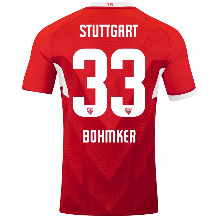 Niño Camiseta Finn Böhmker #33 Rojo Blanco 2ª Equipación 2024/25 La Camisa Argentina