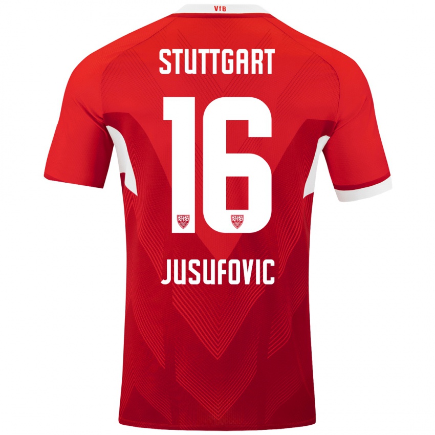 Niño Camiseta Farah Jusufović #16 Rojo Blanco 2ª Equipación 2024/25 La Camisa Argentina