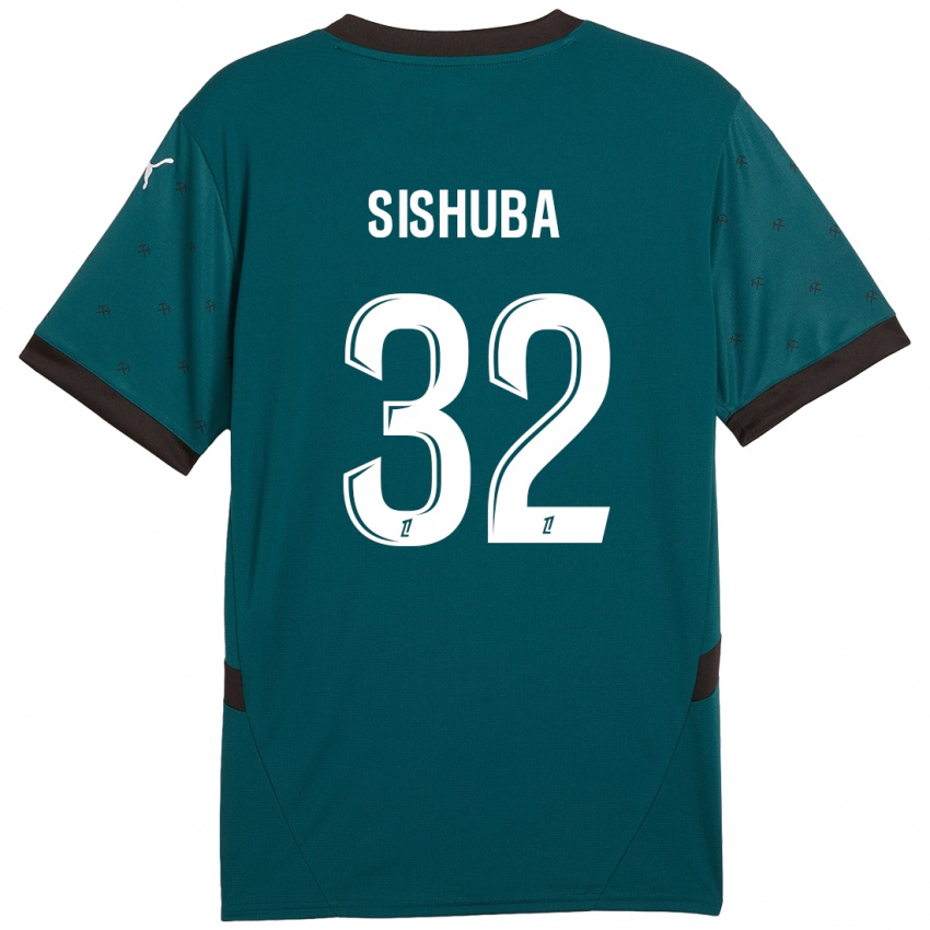 Niño Camiseta Ayanda Sishuba #32 Verde Oscuro 2ª Equipación 2024/25 La Camisa Argentina