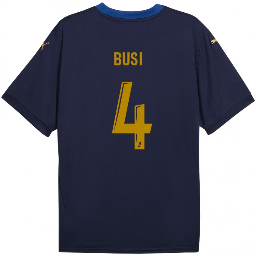 Niño Camiseta Maxime Busi #4 Azul Marino Dorado 2ª Equipación 2024/25 La Camisa Argentina