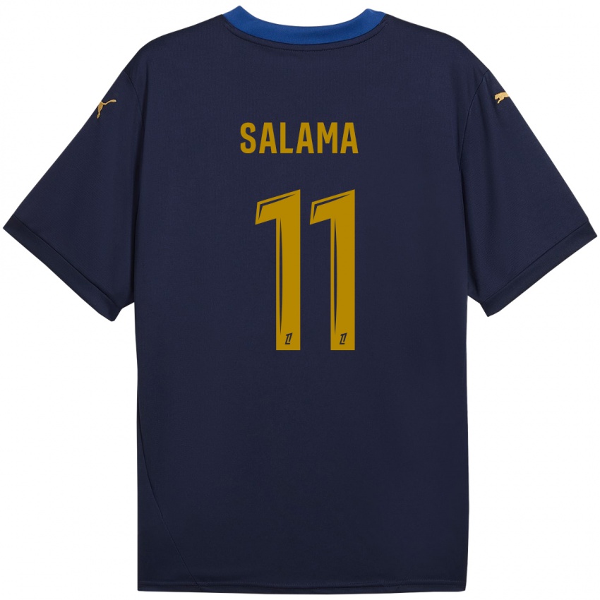 Niño Camiseta Amine Salama #11 Azul Marino Dorado 2ª Equipación 2024/25 La Camisa Argentina