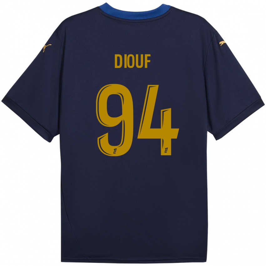 Niño Camiseta Yehvann Diouf #94 Azul Marino Dorado 2ª Equipación 2024/25 La Camisa Argentina