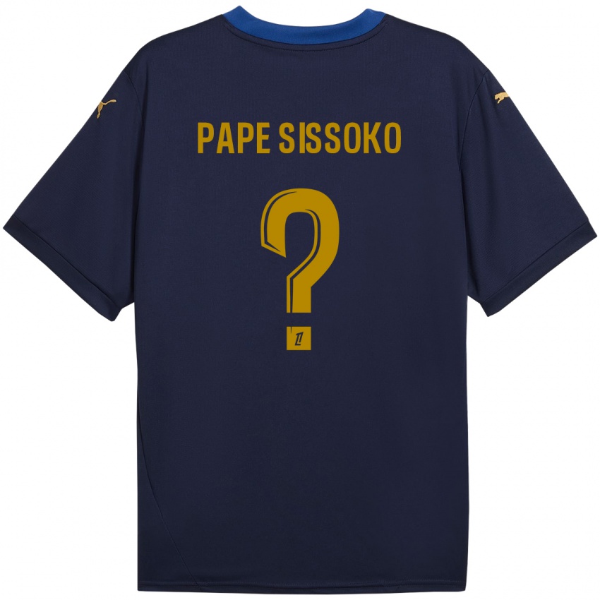 Niño Camiseta Niama Pape Sissoko #0 Azul Marino Dorado 2ª Equipación 2024/25 La Camisa Argentina