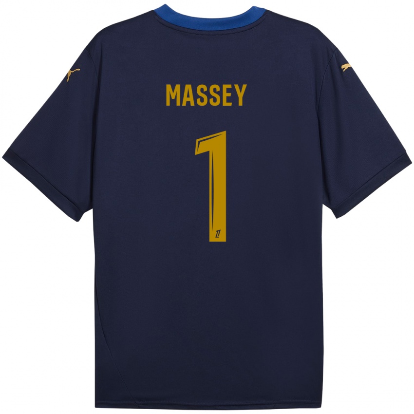 Niño Camiseta Kayza Massey #1 Azul Marino Dorado 2ª Equipación 2024/25 La Camisa Argentina