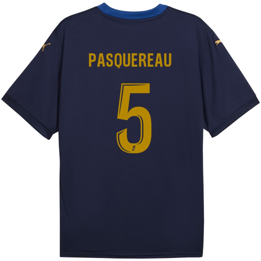 Niño Camiseta Julie Pasquereau #5 Azul Marino Dorado 2ª Equipación 2024/25 La Camisa Argentina