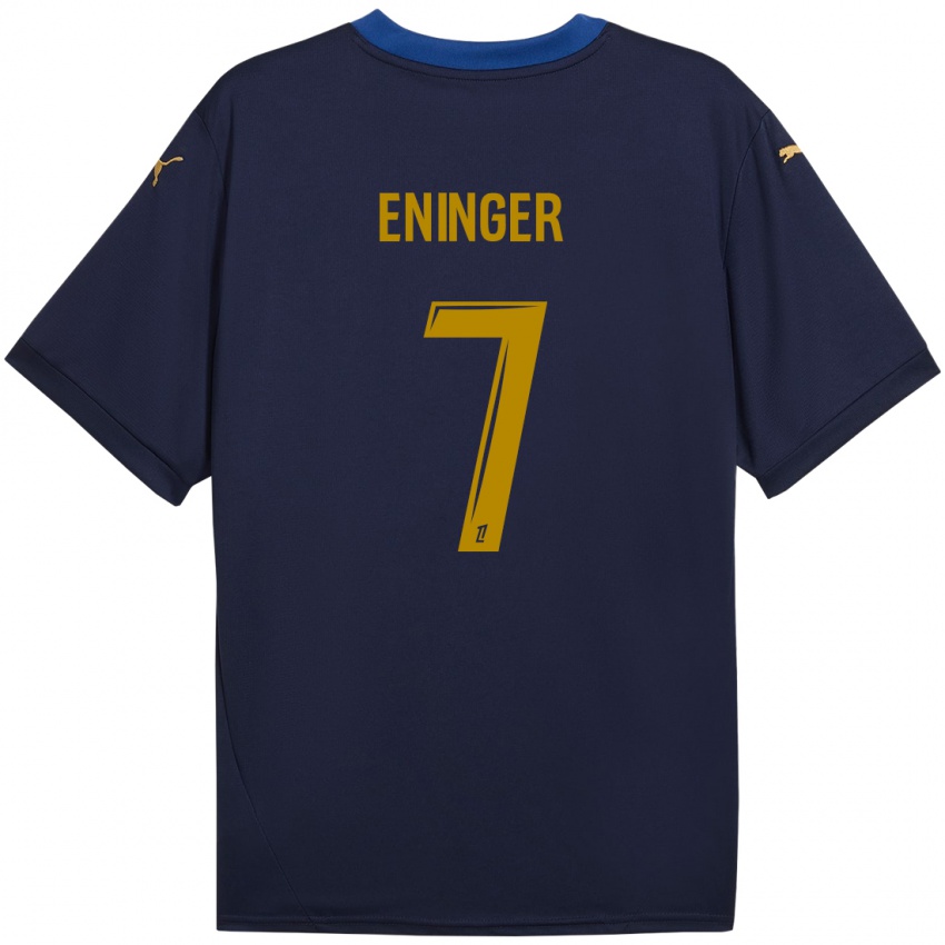 Niño Camiseta Thelma Eninger #7 Azul Marino Dorado 2ª Equipación 2024/25 La Camisa Argentina