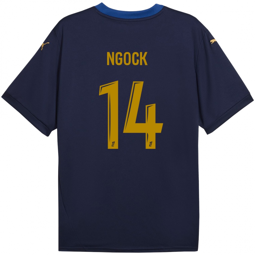 Niño Camiseta Monique Ngock #14 Azul Marino Dorado 2ª Equipación 2024/25 La Camisa Argentina