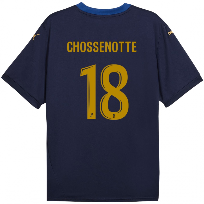 Niño Camiseta Shana Chossenotte #18 Azul Marino Dorado 2ª Equipación 2024/25 La Camisa Argentina