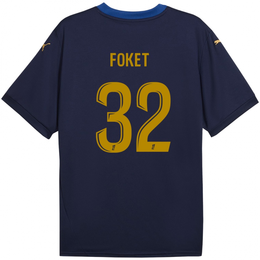 Niño Camiseta Thomas Foket #32 Azul Marino Dorado 2ª Equipación 2024/25 La Camisa Argentina