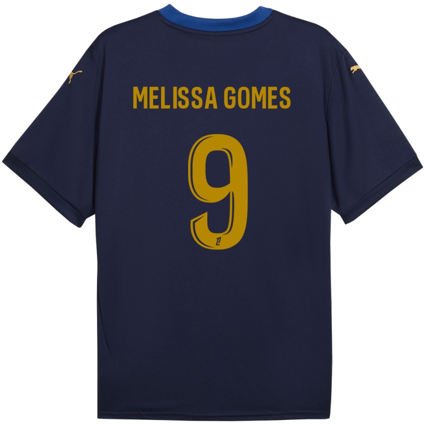 Niño Camiseta Melissa Ferreira Gomes #9 Azul Marino Dorado 2ª Equipación 2024/25 La Camisa Argentina