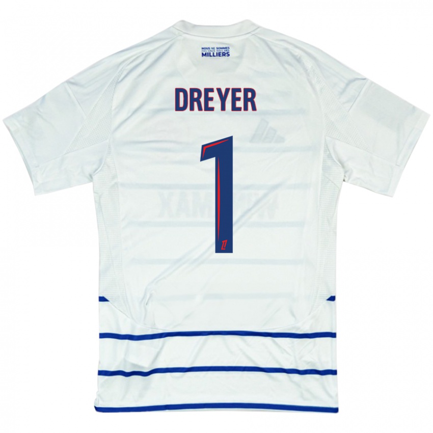 Niño Camiseta Matthieu Dreyer #1 Blanco Azul 2ª Equipación 2024/25 La Camisa Argentina