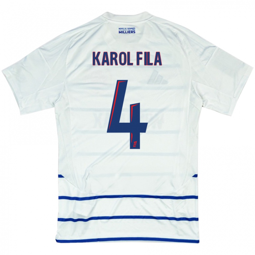 Niño Camiseta Karol Fila #4 Blanco Azul 2ª Equipación 2024/25 La Camisa Argentina