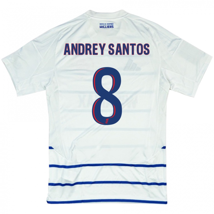 Niño Camiseta Andrey Santos #8 Blanco Azul 2ª Equipación 2024/25 La Camisa Argentina