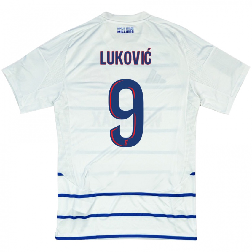 Niño Camiseta Milos Lukovic #9 Blanco Azul 2ª Equipación 2024/25 La Camisa Argentina