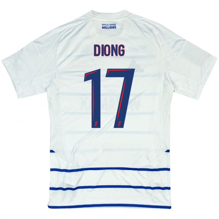 Niño Camiseta Pape Diong #17 Blanco Azul 2ª Equipación 2024/25 La Camisa Argentina