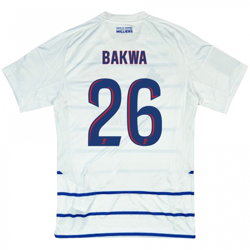 Niño Camiseta Dilane Bakwa #26 Blanco Azul 2ª Equipación 2024/25 La Camisa Argentina