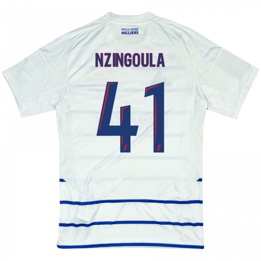 Niño Camiseta Rabby Nzingoula #41 Blanco Azul 2ª Equipación 2024/25 La Camisa Argentina