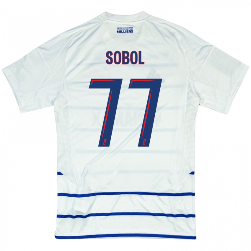 Niño Camiseta Eduard Sobol #77 Blanco Azul 2ª Equipación 2024/25 La Camisa Argentina